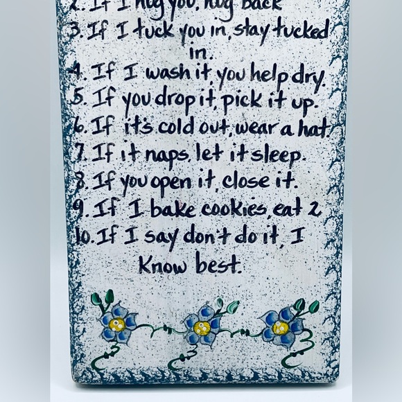 Wooden Wall Decor Plaque 'Nana's Ten Rules for a Happy Visit' Cute Joke Rules - Picture 4 of 7